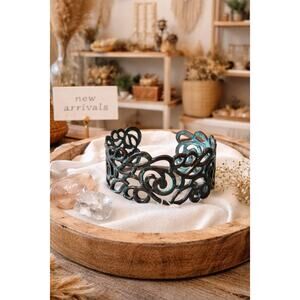 Pomina Vintage Blue Metal Cuff Bracelet New